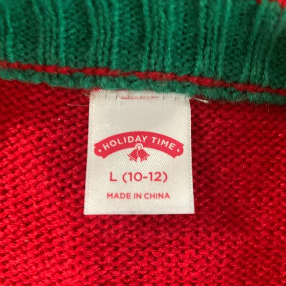 Holiday Time Christmas Llama Ugly Sweater Large Women's Junior Red Green Sequin - Picture 8 of 9